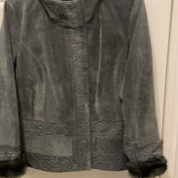 COLDWATER CREEK gray Leather SUEDE sz 22 Women’s JACKET. EUC Lots of Details! - Picture 6 of 12